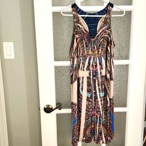 ONE WORLD Colorful Patterned Flowy Dress / Made In Mexico